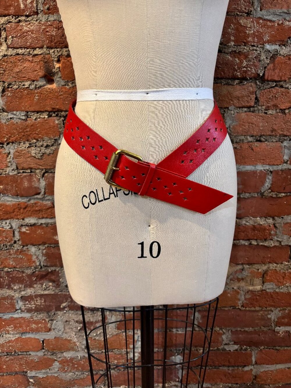 Vintage 1980s Women's Leather Belt Cherry Red - Small/Medium